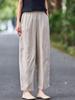 Women's Artistic Retro Linen Harem Pants - 2026 Spring Collection with Elastic Waist and Slimming Fit