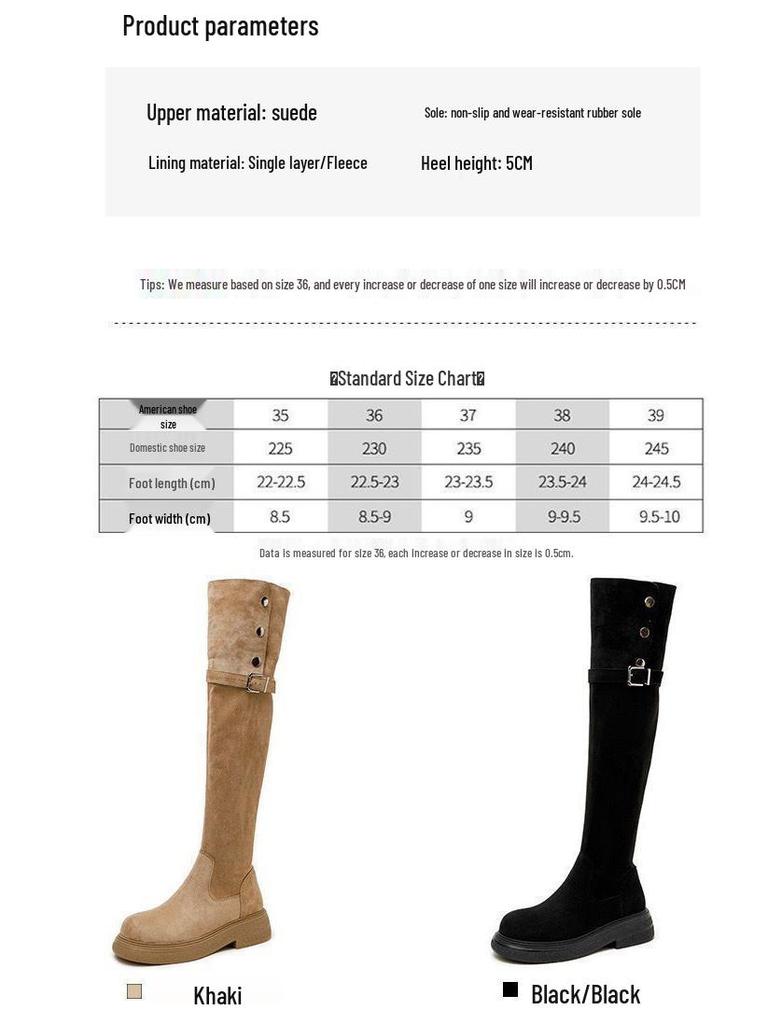 Women's Plus Size Over-the-Knee Slimming Knight Boots - Thick-Soled, Large Calf, Autumn/Winter