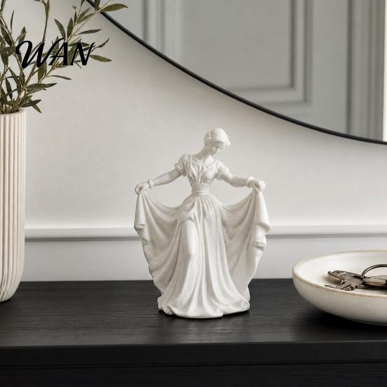 3D-gedruckte Heimdekoration Tänzerfigur, Elegante Tanzmädchenstatue mit fließendem Kleid, Ästhetische PLA-Kunst Klassische Ornament-Skulptur zur Dekoration, Modern