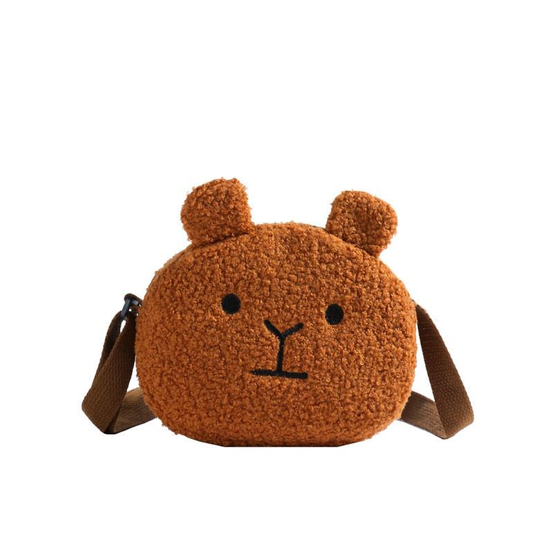 Mini Whimsical Plush Dog Bag For Children Unisex Fun And Breathable Design For Everyday Use In Black Cream Pink Brown