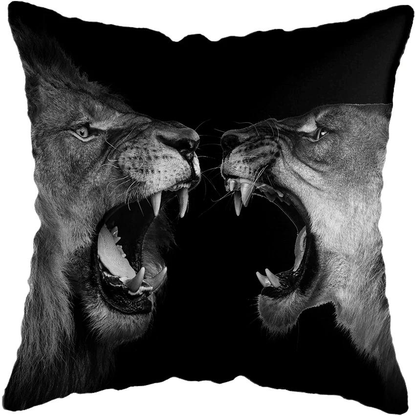 45x45cm Wild Animals Lions Tigers Cushion Cover Pillow Case Decorative Wild Animals Lions Pillow Cover Sofa Chair Pillow Case