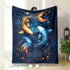 Multiple Sizes Koi Fish Swimming Opposite Print Blanket Warm Soft Suitable for All Seasons for Home Sofa Travel Camping Picnics