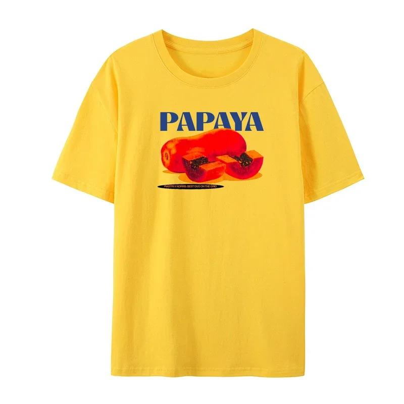 Summer Men's T-shirt Fruit Papaya Print Casual Fashion Simple T-shirt Round Neck Cotton European Size Men's Summer All-match Top