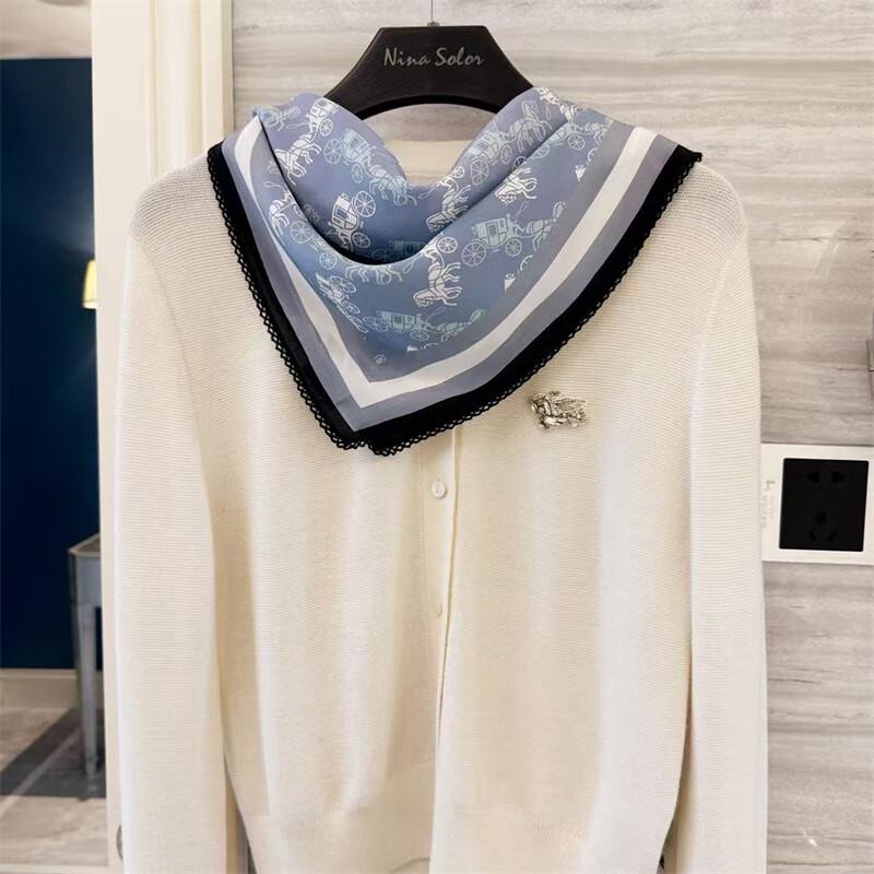 NINA SOLOR Double Crepe Mulberry Silk Square Scarf