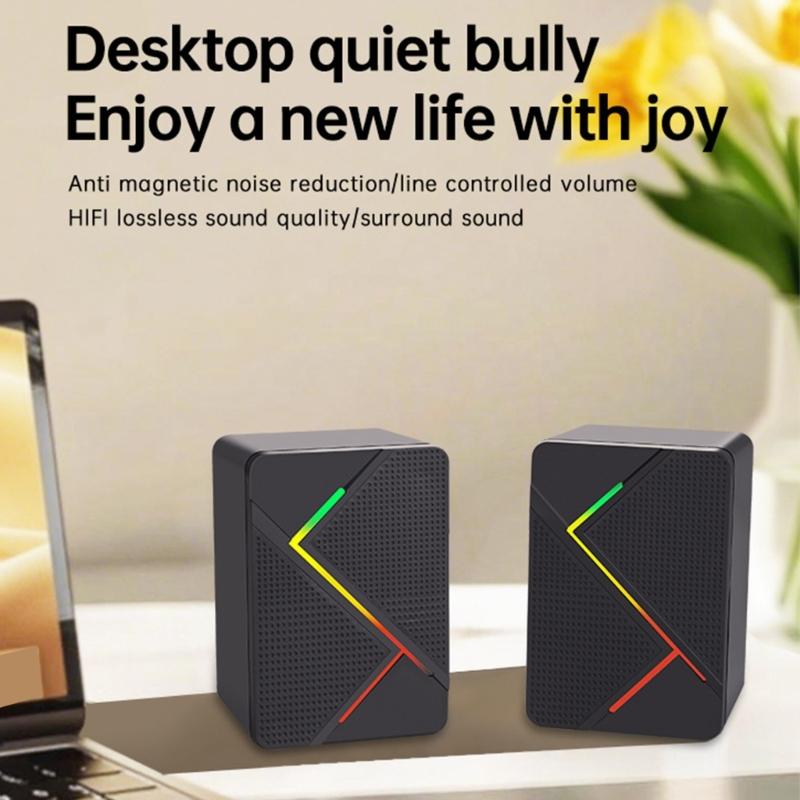 USB Power Mini Speaker With Dynamic LED Lighting For Desktop Gaming And Multimedia Use