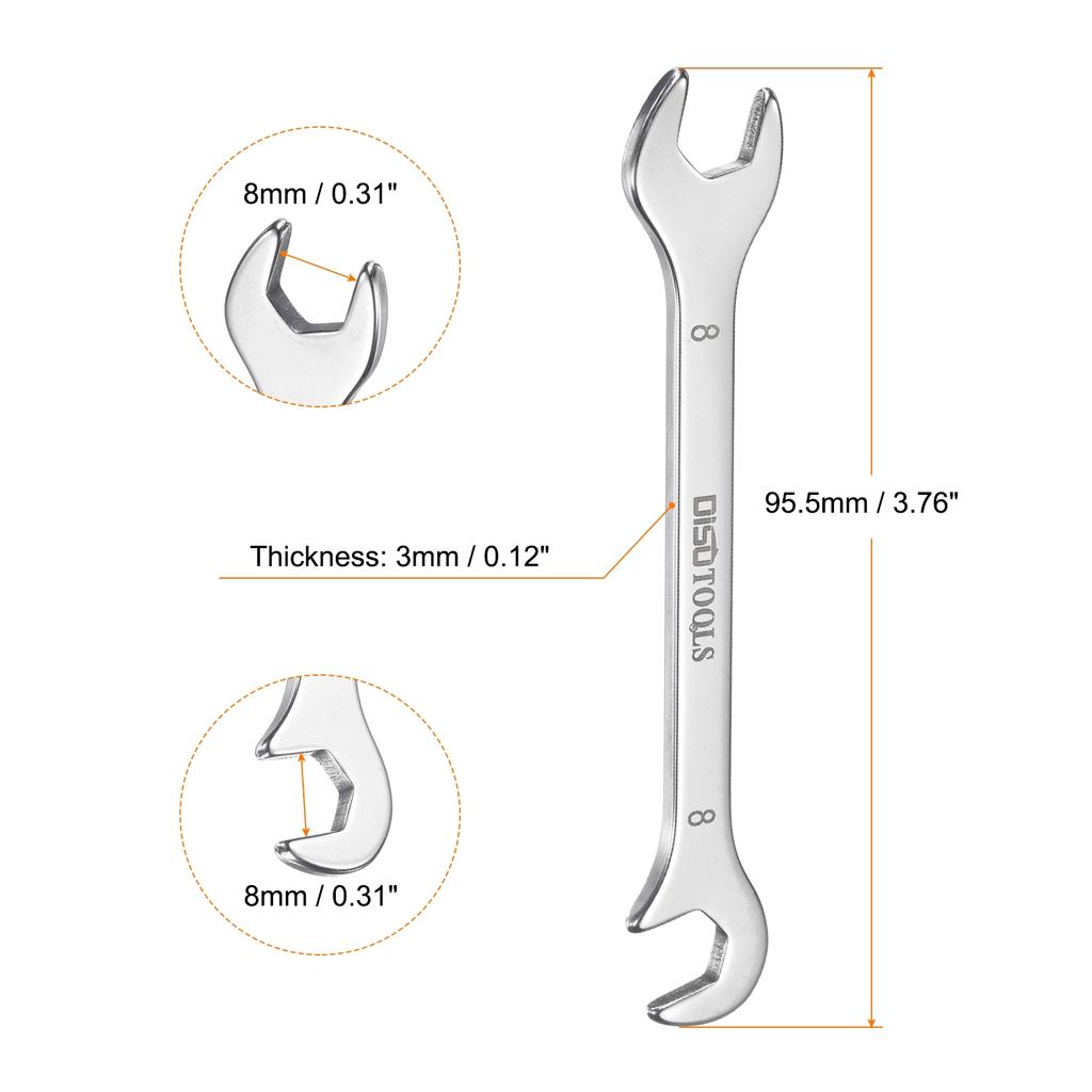 Uxcell Super-Thin Open End Wrench 5mm-11mm Metric Double Open-End Wrench with 15°and 75° Angled for Auto Repairs Home Projects