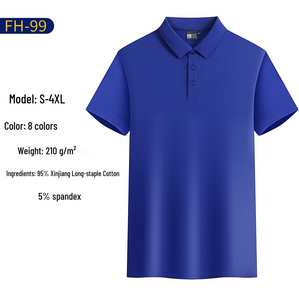 Customized Men's Polo Shirts - Workwear Lapel T-Shirts, Breathable & Sweat-Absorbent, Made from Xinjiang Long-Staple Cotton, Short Sleeves
