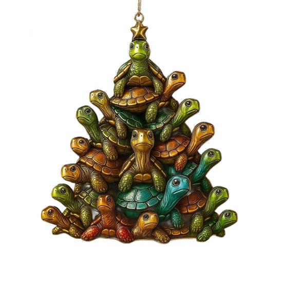 1/2/3Pcs Christmas Pendant Sea Turtle Shape Acrylic Bright Color Hanging Ornament with Lanyard Holiday Decor