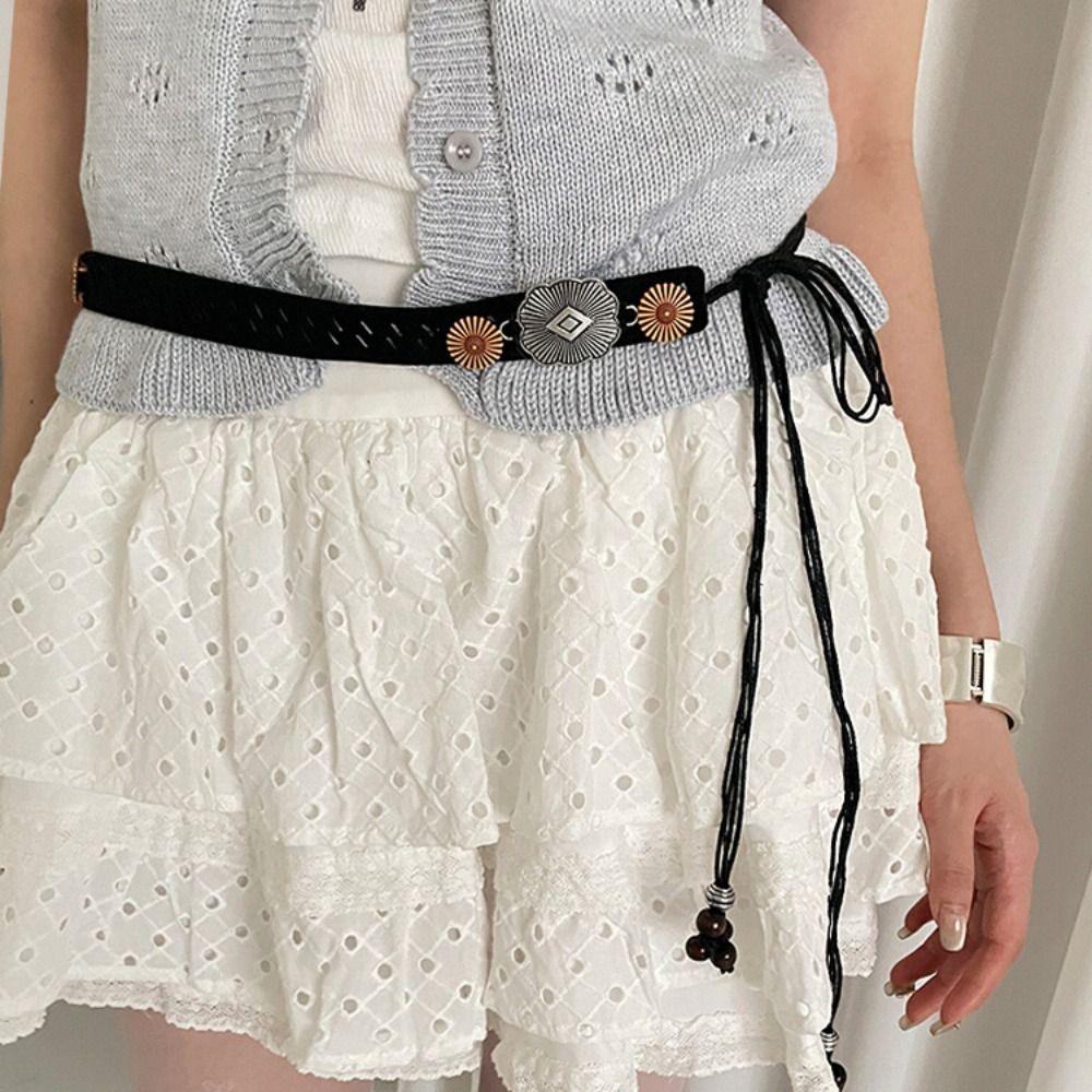 Wax Line Ethnic Style Belt Flower Women Woven Belt Elegant Bohemian Style Waist Chain  Female/Girls