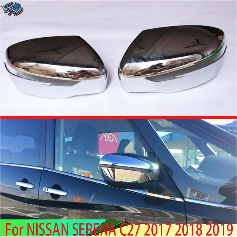 For NISSAN SERENA C27 2017 2018 Car Accessories ABS Chrome Door Side Mirror Cover Trim Rear View Cap Overlay Molding