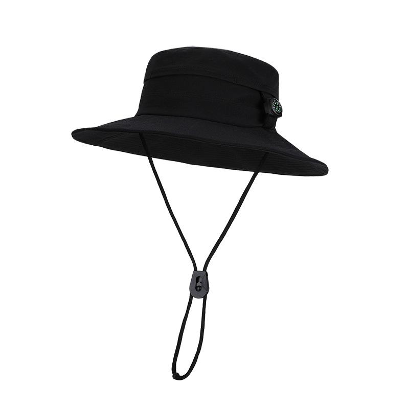 Spring and summer outdoor sunscreen bucket hat men's fishing mountaineering compass hat quick-drying waterproof big-brimmed sun hat