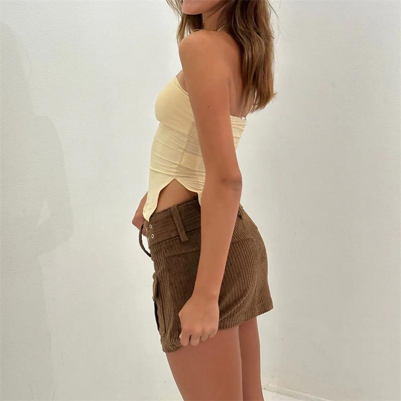 Dámské crop topy y2k oblečení Jednobarevné Odhalená ramena Bez ramínek Bez rukávů Bandeau 2000s Fairycore Oblečení Streetwear