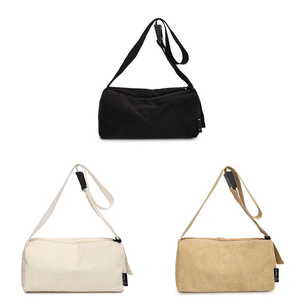 Corduroy Small Shoulder Bag With Zipper Closure For Daily Urban Style Accessory