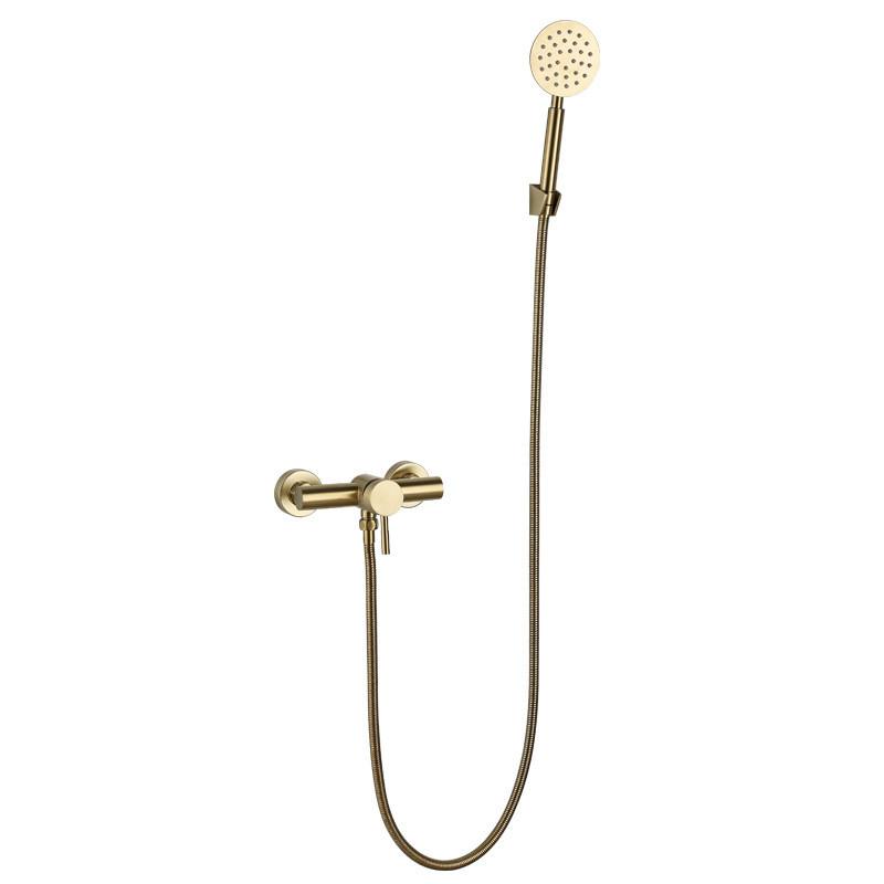 Tuqiu Brushed Gold Bathroom Shower Faucet Set Wall Mounted Shower Faucet, Bathroom Cold and Hot Bath and Shower Mixer Taps Brass