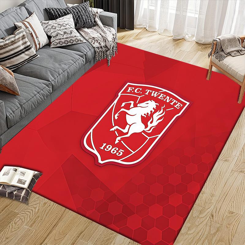 FC Twente Flannel Pattern Square Carpet,Area Rug,Carpet Rug for Living Room Bedroom Sofa Playroom Decor,Non-slip Floor Mat