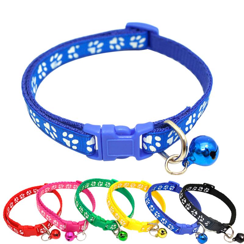 Adjustable Necklace Cute Paw Printing Pet Collar with Bell for Cat Kitten Dog Pets Supplies