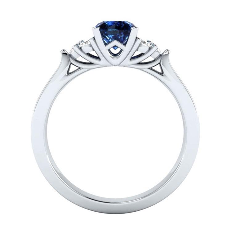 Fashionable and Exquisite 925 Sterling Silver Ring, Blue Gemstone Wedding Engagement Ring, Ladies' Valentine's Day Gift 2025