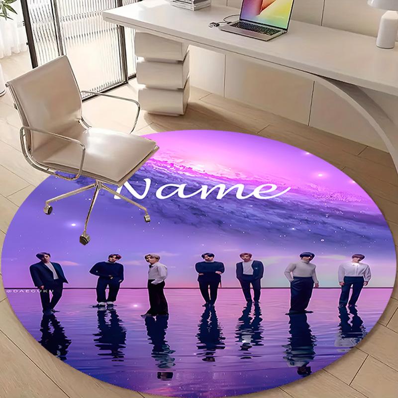 Personalized K-Kpop Team Round Chair Office Rug - Perfect for Mat, Office Chair & More - Ideal Gift for Birthdays and Holidays