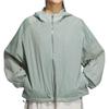 Modern Tech Woven Water-Resistant Hooded Solid Color Puff Sleeve Long Sleeve Jacket Women Jacket Silver-Green Metallic-Silver JZ1657