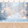 2D Flat 1 Piece of Winter Wonderland Snow Scene Polyester Background Fabric, Ideal for Wedding, Anniversary,and Party De