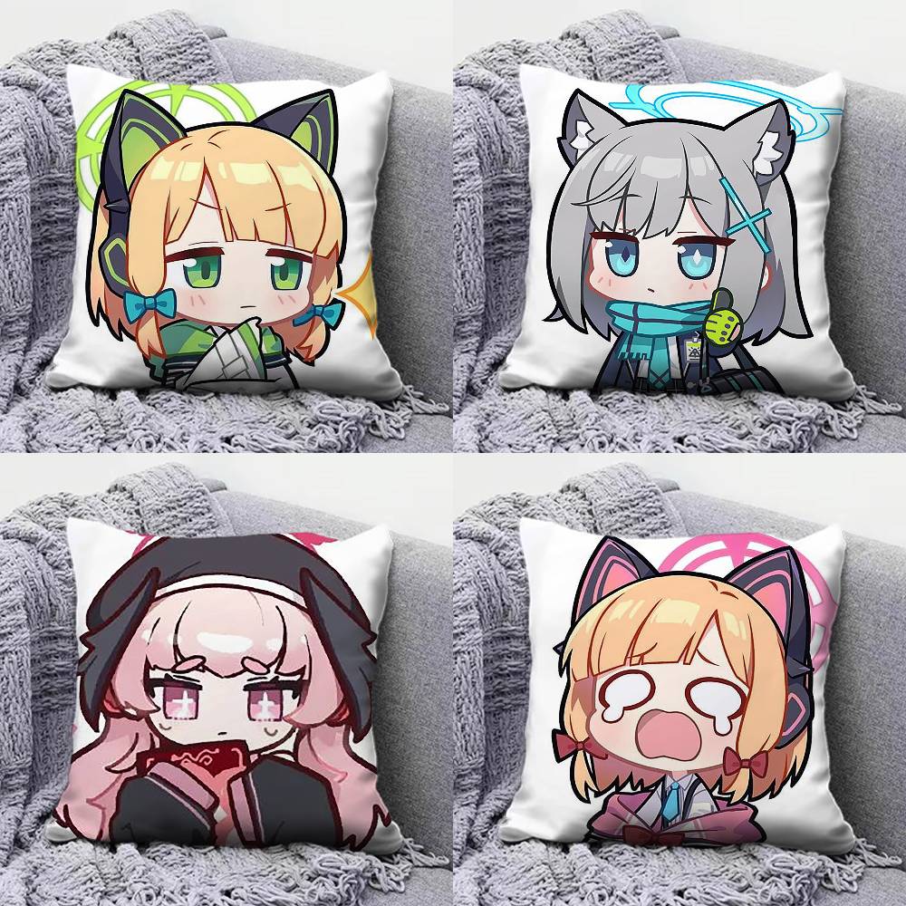 Anime Chibi Blue Archive Cute Home Sofa Cushion Covers and Aecorative Custom Pillow Covers
