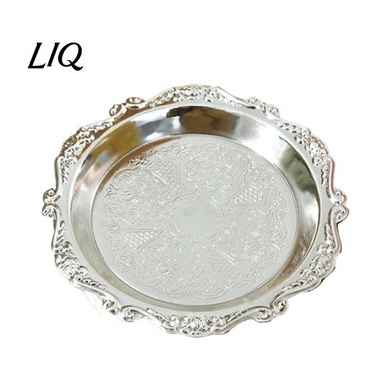 Jewelry Tray Vintage Embossed Stainless Steel Tray, Serving Platter for Desserts, Easy To Clean Storage Organizer, Snack Plate, Dining Table