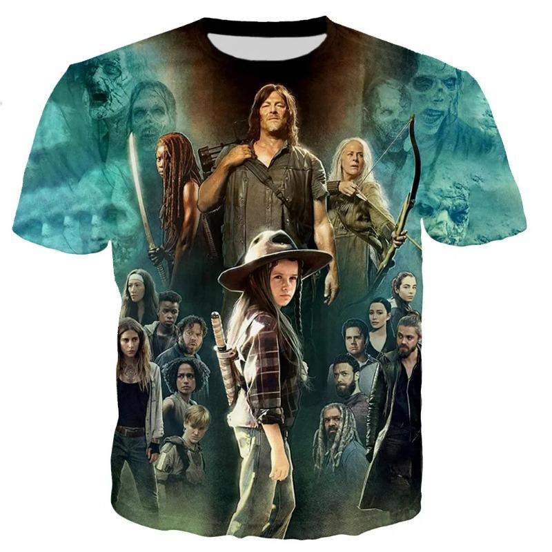 Popular TV Series The Walking Dead 3D Printed T-shirt Summer Men's Clothing Short Sleeve Tops Fashion Horror Oversized Tee Shirt