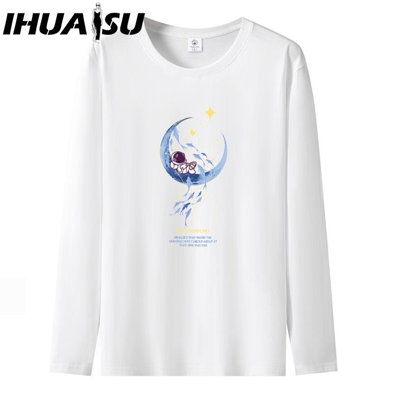 IHUASU Frühlings- und Herbst-Herren Langarm-T-Shirt Herren O-Ausschnitt Unterhemd