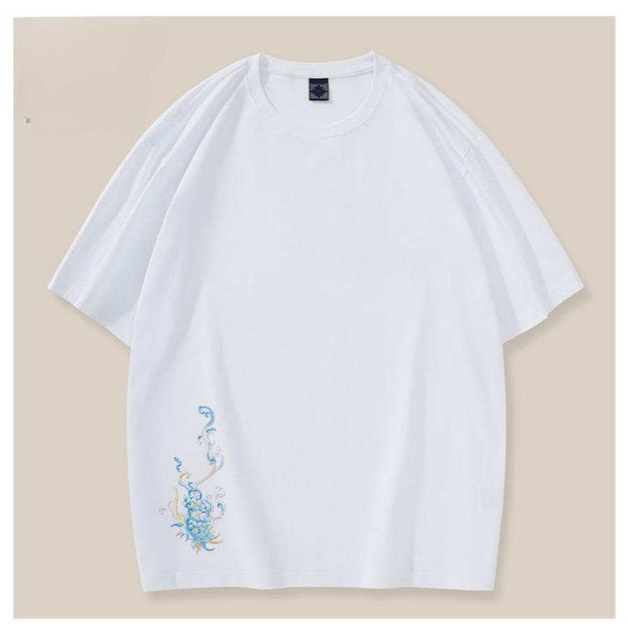 Kirin Cotton Short Sleeve Men's T-shirt Loose Large Size China-Chic Loose Tee Fashion Brand Round Neck Casual Tops