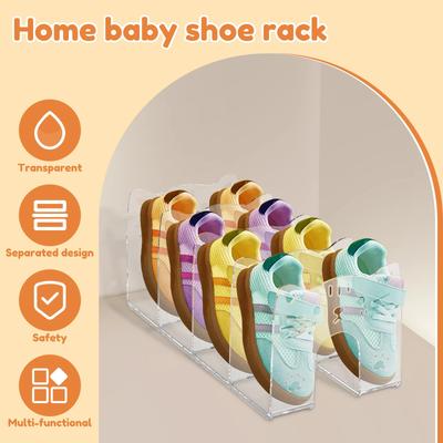 2 Stück Acryl Kinder Schuhaufbewahrungsregal 4 Fächer Transparent Baby Schuhschrank Organizer Regal Platzsparend