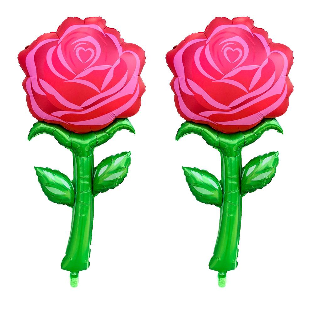 1 Artificial Rose Flower, 1 Large Rose Aluminum Foil Balloon, Suitable for Valentine's Day, Birthday Parties, Confession and Proposal, Wedd