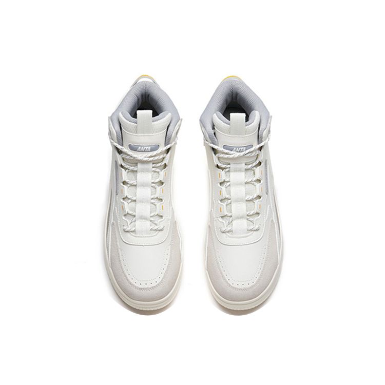 Anta Trendige Lässige Rutschfeste Robuste High-Top Skate Schuhe Herren Sneaker Weiß Grau 112148013R-4