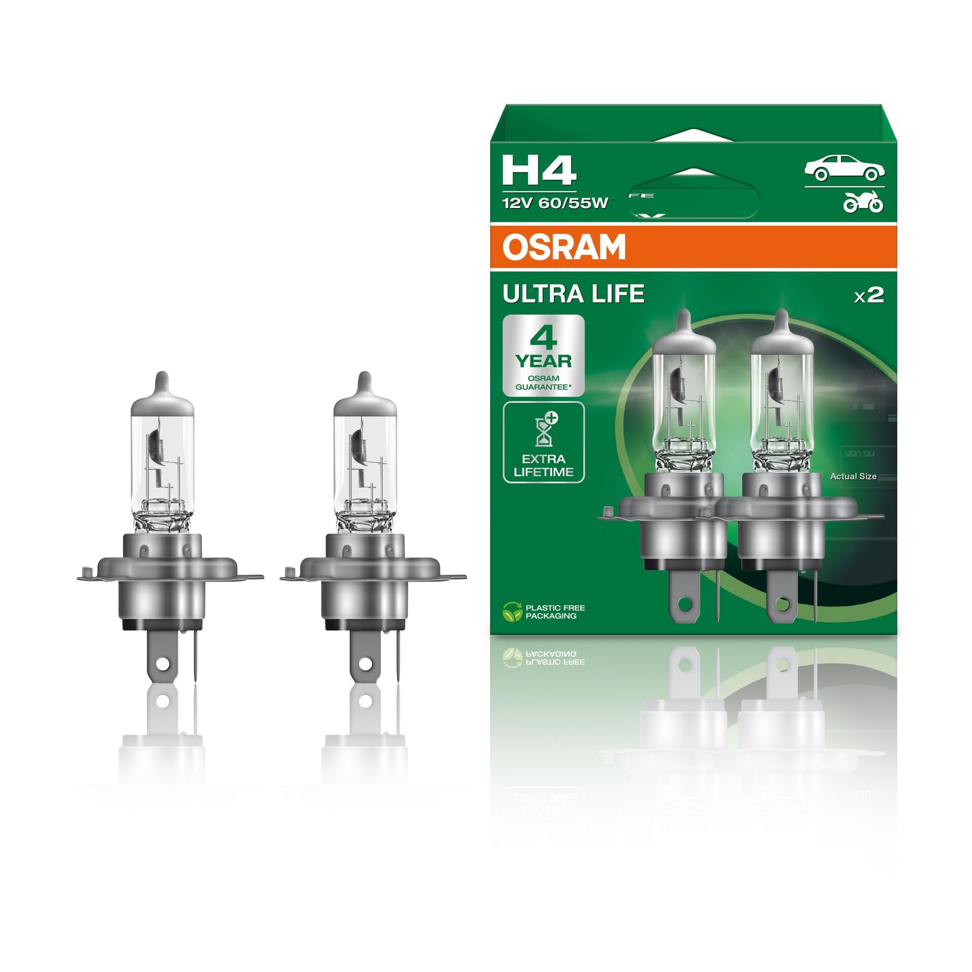 

OSRAM 64193ULT H4 60/55W Ultra Life High Efficiency Halogen Bulb