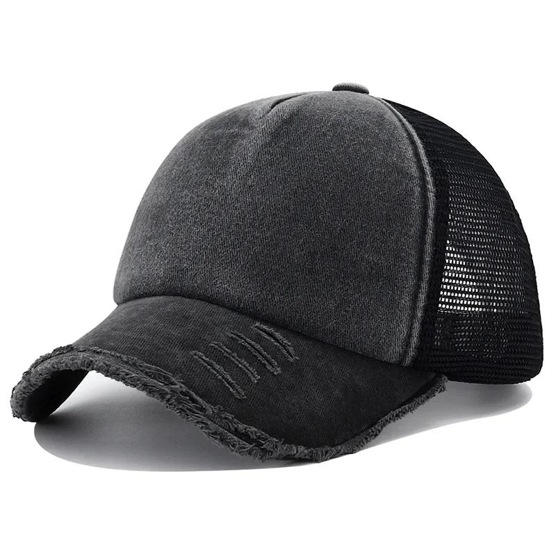 2024 New Summer Women's Black White Pink 5 Panel Baseball Cap with Breathable Mesh Trucker Snapback Hats for Men Women Gorros