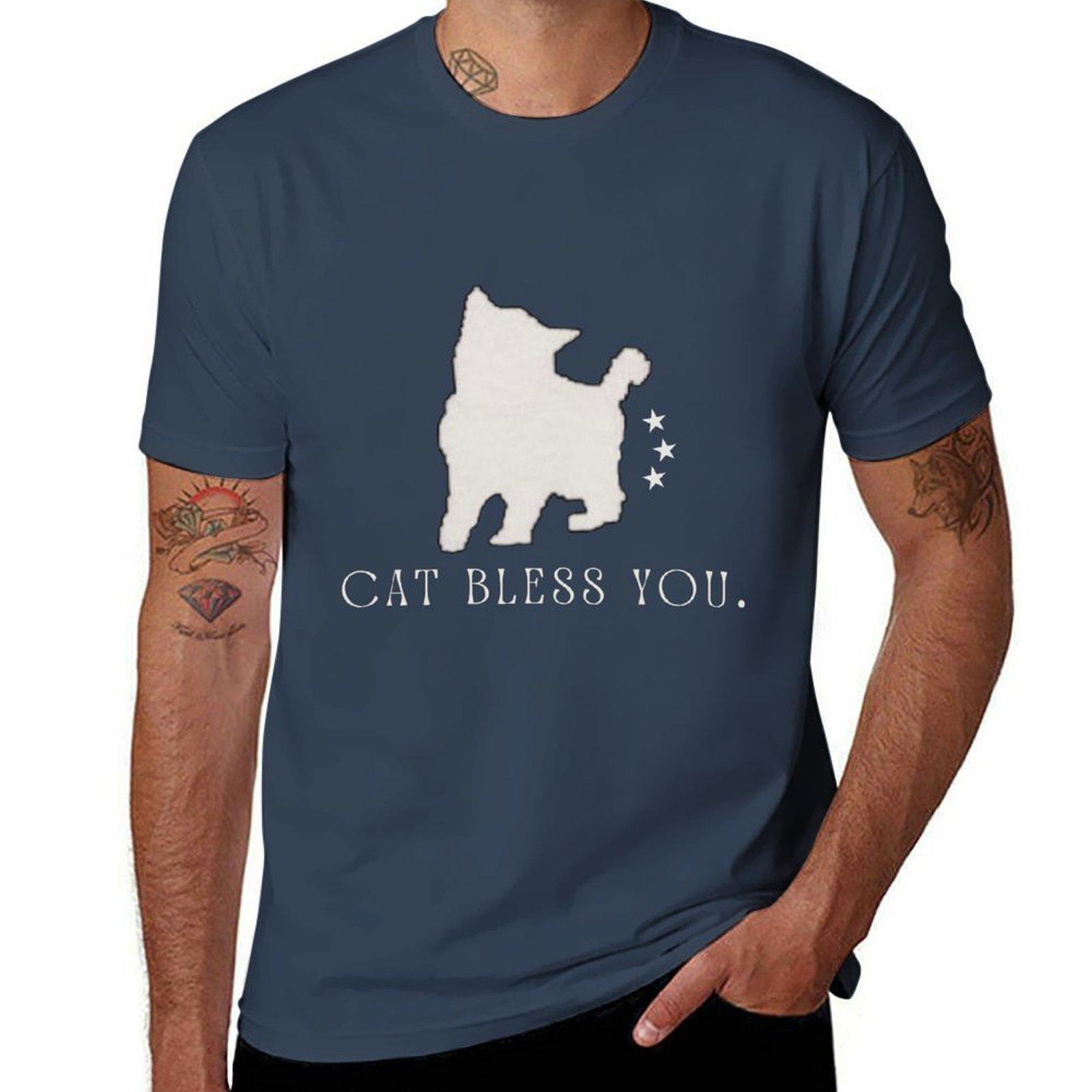 Cat Bless You Dupe Tshirt Big Size Short Sleeve Tee For Unisex S