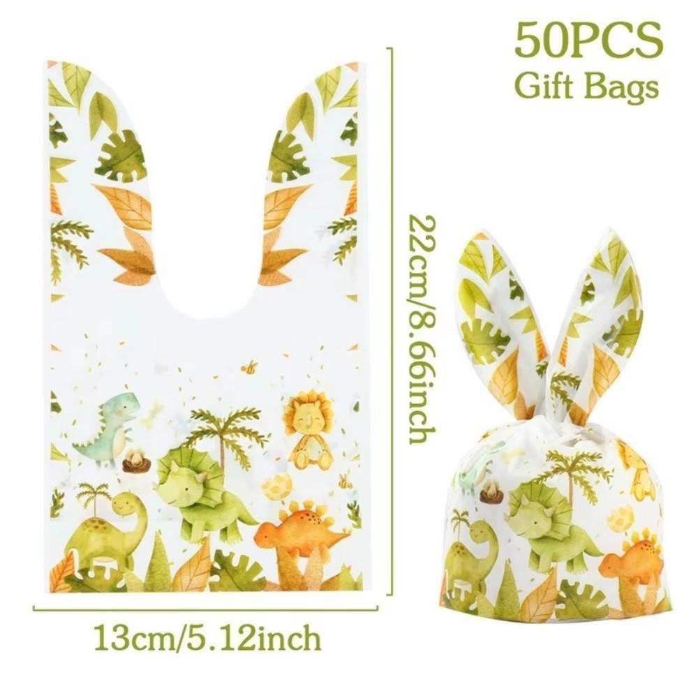 50Pcs Party Favors Cookie Candy Bags Carton Snack Packing Supplies Rabbit Ear Bags  Easter Party
