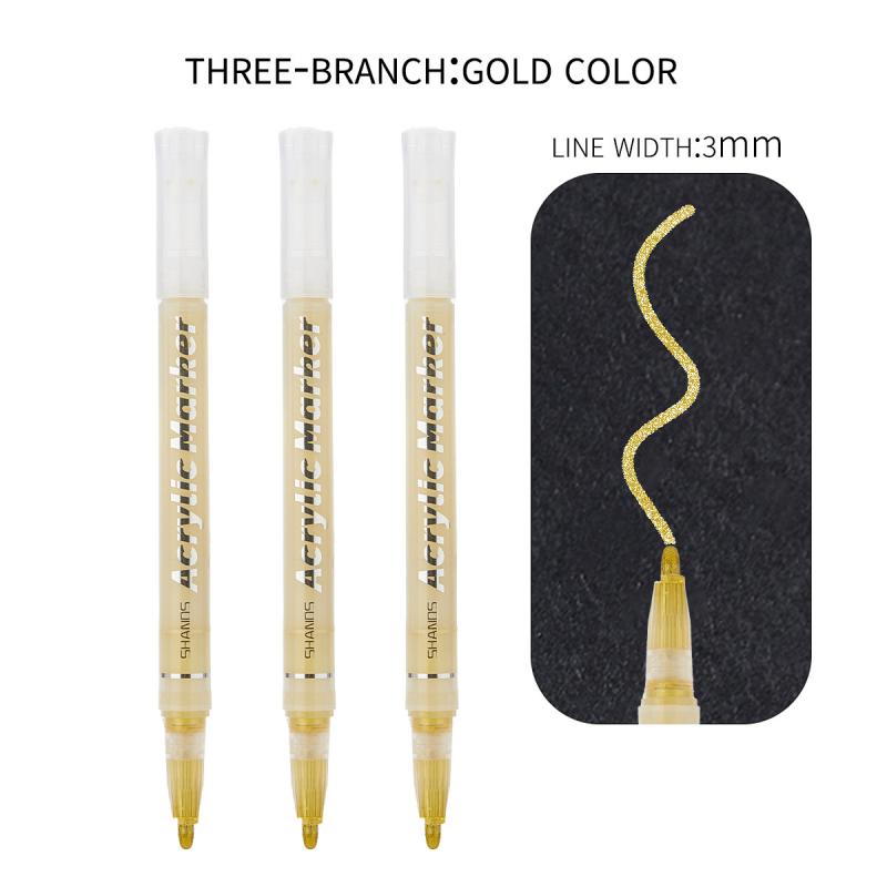 Artist Painting Illustration Metallic Crafts Markers Pens 3pcs Gold Silver White Large Capacity Acrylic Markers Highlighter Set