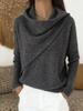 Maglione casual in maglia europeo e americano: Maglione da donna a tinta unita con scollo rotondo Autunno/Inverno