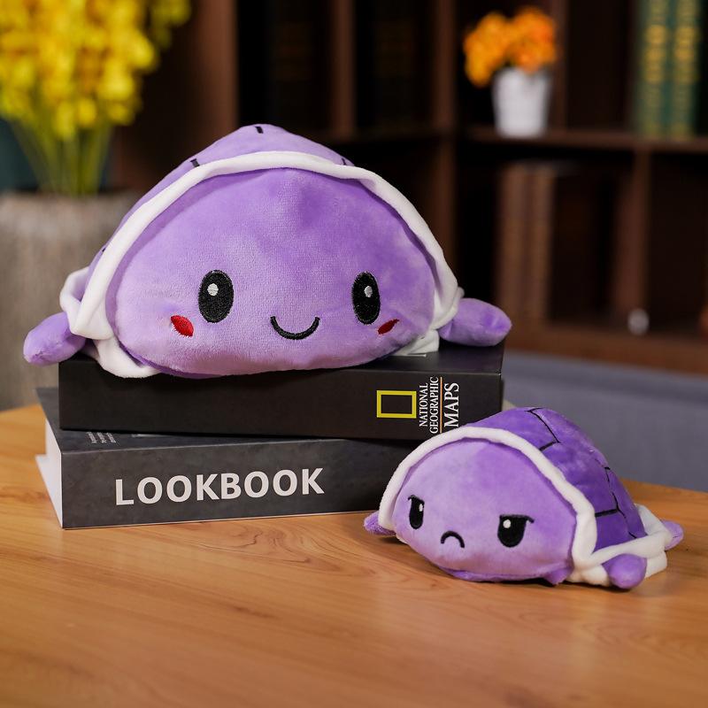Poupée tortue en peluche réversible double face petite tortue poupée poulpe double face poupée en tissu pour enfants 20cm（0.07kg） violet