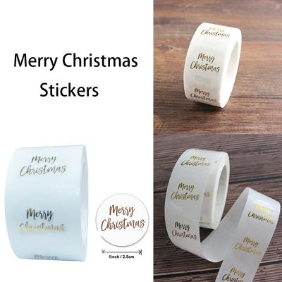 500pcs Round Transparent Merry Christmas Stickers - Sealing Stickers for Box Packaging and Stationery