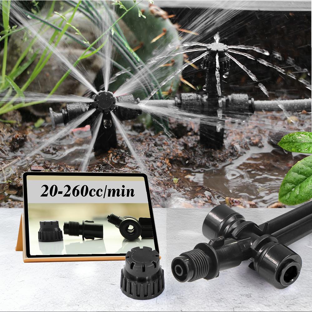 180° Bend Adjustable 8-holes Drippers with Stake Quick Insert Slip Lock Sprinklers Sprayer Garden Irrigation Watering Supplies