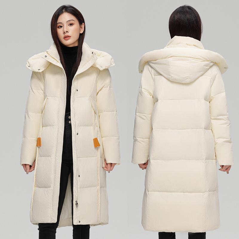 Down Jacket Women's Medium and Long Over-knee Long Thickened Warm Hooded Winter Fashion Temperament Loose Cold Clothing