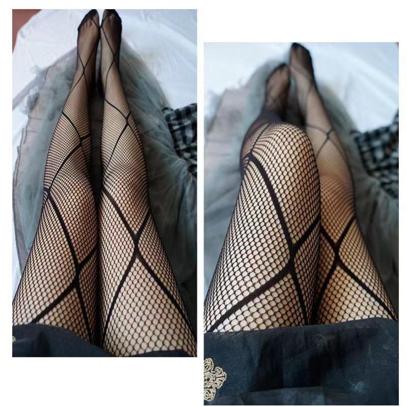 Japanese Style Women's Tights Summer Nylon Print Stocking Sexy Lingerie Gothic Hosiery Seamless Fishnet Mesh Pantyhose High Sock