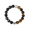 Natural Silver Yaoshi Tiger'S Eye Stone Bracelet Domineering Retro Guochao Men'S Bracelet Diamond Surface Double Spell Obsidian
