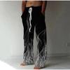 Men's 3D Flame Printed Baggy Casual Trousers,  Elastic Drawstring Waist with Pockets, for Spring Summer Home Outdoor Vacation
