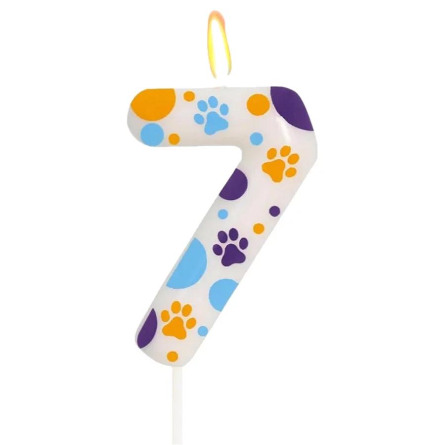 Birthday Candles Blue Dog Paw Themed Print Birthday Party Supplies Paw Cake Topper Decorations Birthday