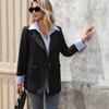 YYFS Women's Fashion Casual Stripe Print Autumn Winter Long Sleeve POLO Neck Jackets & Coats