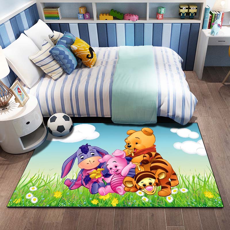 Cartoon Winnie Pooh Tigger Too Pattern Living Room Bedroom Carpet Bedside Bathroom Floor Mat Kid's Room Play Mats Non-slip Mat