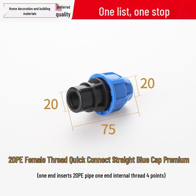 PE Direct Quick Connect Male & Female Thread Repair Joint 20-25mm Plumbing Fittings for Tap Water Pipes
