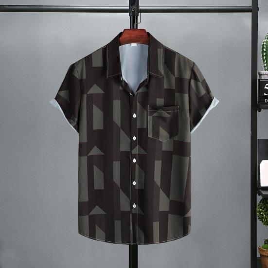 Men Beach Shirt Floral Print Lapel Loose Soft Single-breasted Chest Pocket Short Sleeves